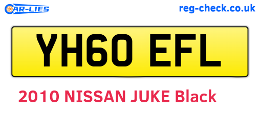 YH60EFL are the vehicle registration plates.