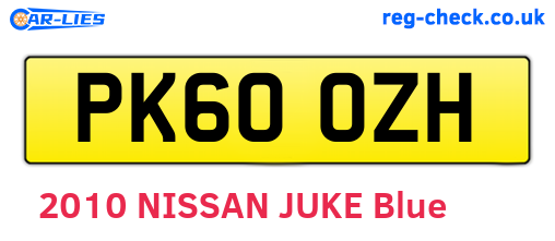 PK60OZH are the vehicle registration plates.