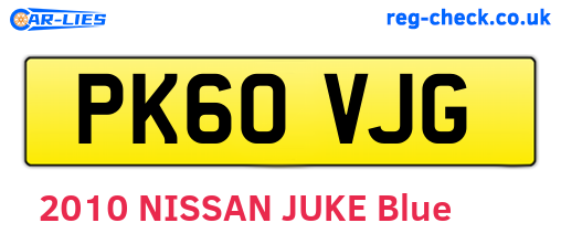 PK60VJG are the vehicle registration plates.