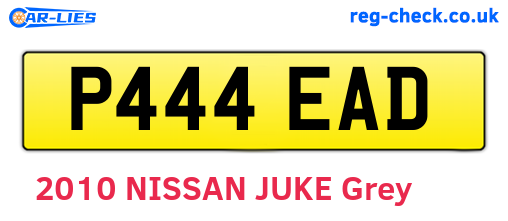 P444EAD are the vehicle registration plates.