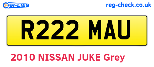 R222MAU are the vehicle registration plates.