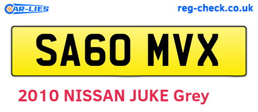 SA60MVX are the vehicle registration plates.