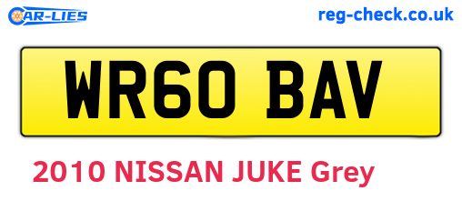 WR60BAV are the vehicle registration plates.
