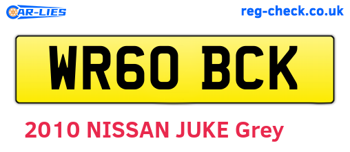 WR60BCK are the vehicle registration plates.