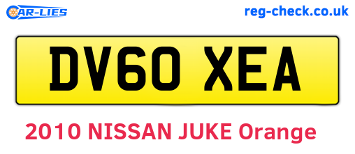 DV60XEA are the vehicle registration plates.