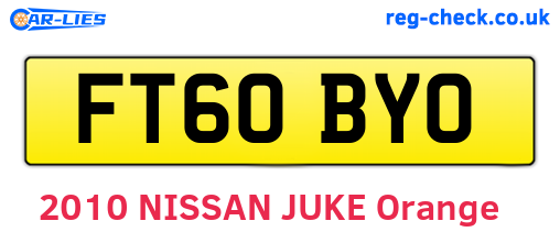 FT60BYO are the vehicle registration plates.
