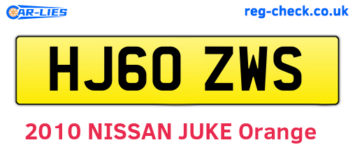 HJ60ZWS are the vehicle registration plates.