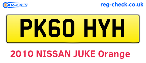 PK60HYH are the vehicle registration plates.