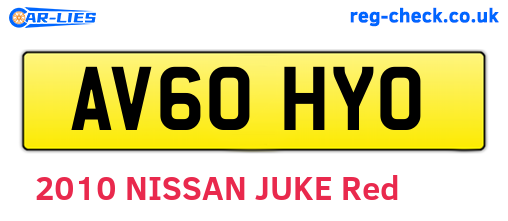AV60HYO are the vehicle registration plates.