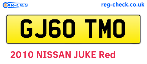 GJ60TMO are the vehicle registration plates.