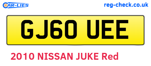 GJ60UEE are the vehicle registration plates.