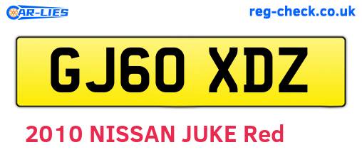 GJ60XDZ are the vehicle registration plates.