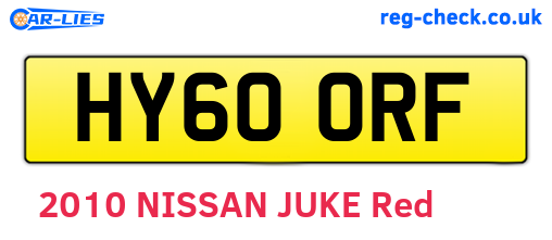 HY60ORF are the vehicle registration plates.