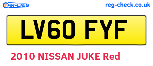 LV60FYF are the vehicle registration plates.