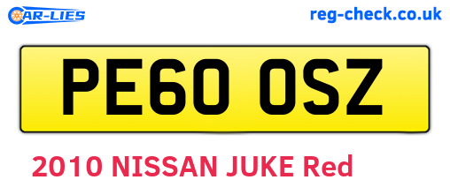 PE60OSZ are the vehicle registration plates.