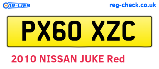 PX60XZC are the vehicle registration plates.