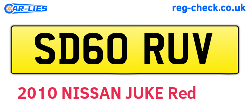 SD60RUV are the vehicle registration plates.