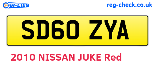 SD60ZYA are the vehicle registration plates.