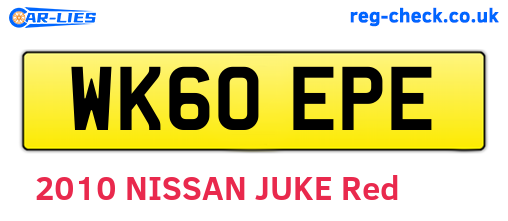 WK60EPE are the vehicle registration plates.