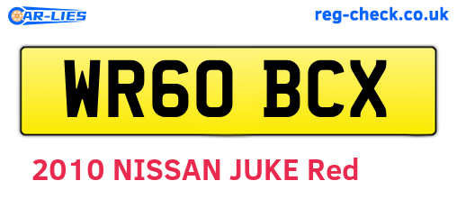WR60BCX are the vehicle registration plates.