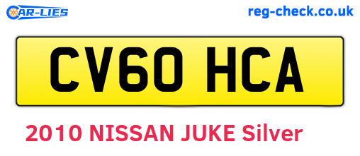 CV60HCA are the vehicle registration plates.