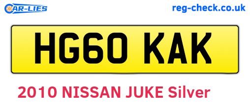 HG60KAK are the vehicle registration plates.