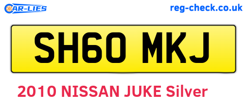 SH60MKJ are the vehicle registration plates.