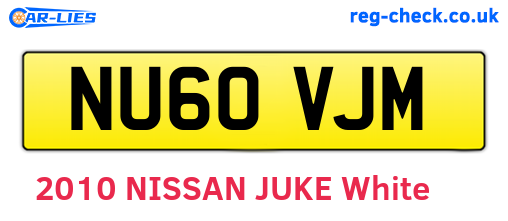 NU60VJM are the vehicle registration plates.