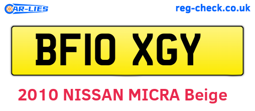 BF10XGY are the vehicle registration plates.
