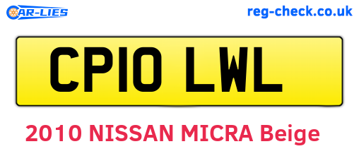 CP10LWL are the vehicle registration plates.