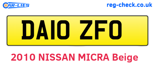 DA10ZFO are the vehicle registration plates.