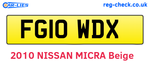 FG10WDX are the vehicle registration plates.