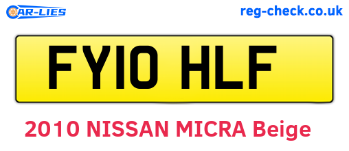 FY10HLF are the vehicle registration plates.