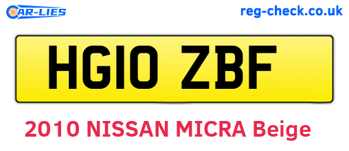 HG10ZBF are the vehicle registration plates.