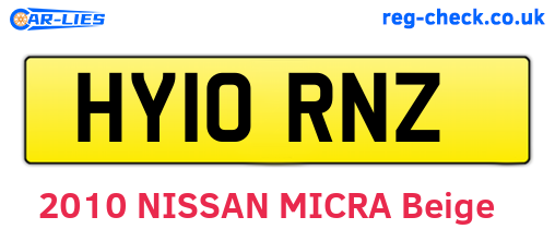 HY10RNZ are the vehicle registration plates.