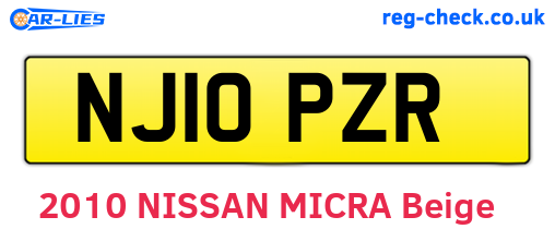 NJ10PZR are the vehicle registration plates.