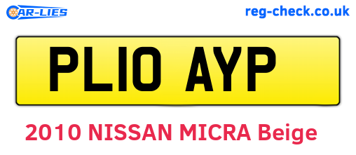 PL10AYP are the vehicle registration plates.