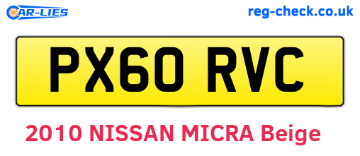 PX60RVC are the vehicle registration plates.