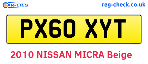 PX60XYT are the vehicle registration plates.