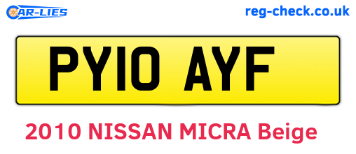 PY10AYF are the vehicle registration plates.