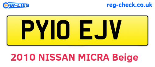 PY10EJV are the vehicle registration plates.