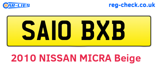 SA10BXB are the vehicle registration plates.