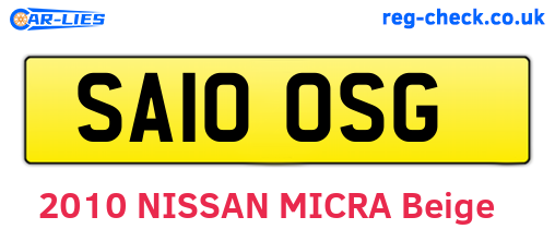 SA10OSG are the vehicle registration plates.