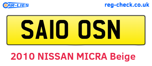 SA10OSN are the vehicle registration plates.