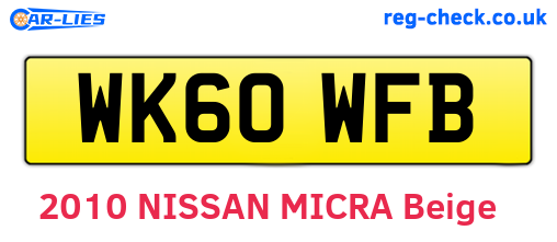WK60WFB are the vehicle registration plates.
