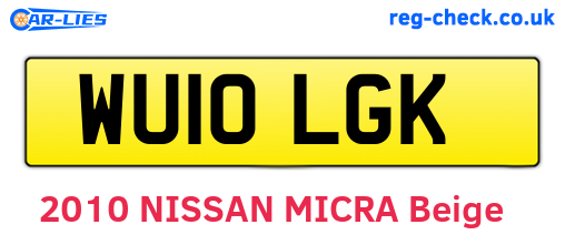 WU10LGK are the vehicle registration plates.