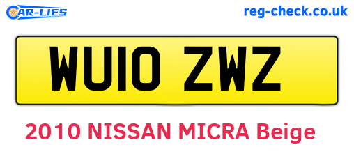 WU10ZWZ are the vehicle registration plates.