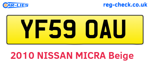 YF59OAU are the vehicle registration plates.