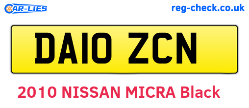 DA10ZCN are the vehicle registration plates.