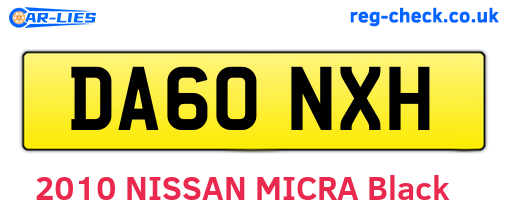 DA60NXH are the vehicle registration plates.